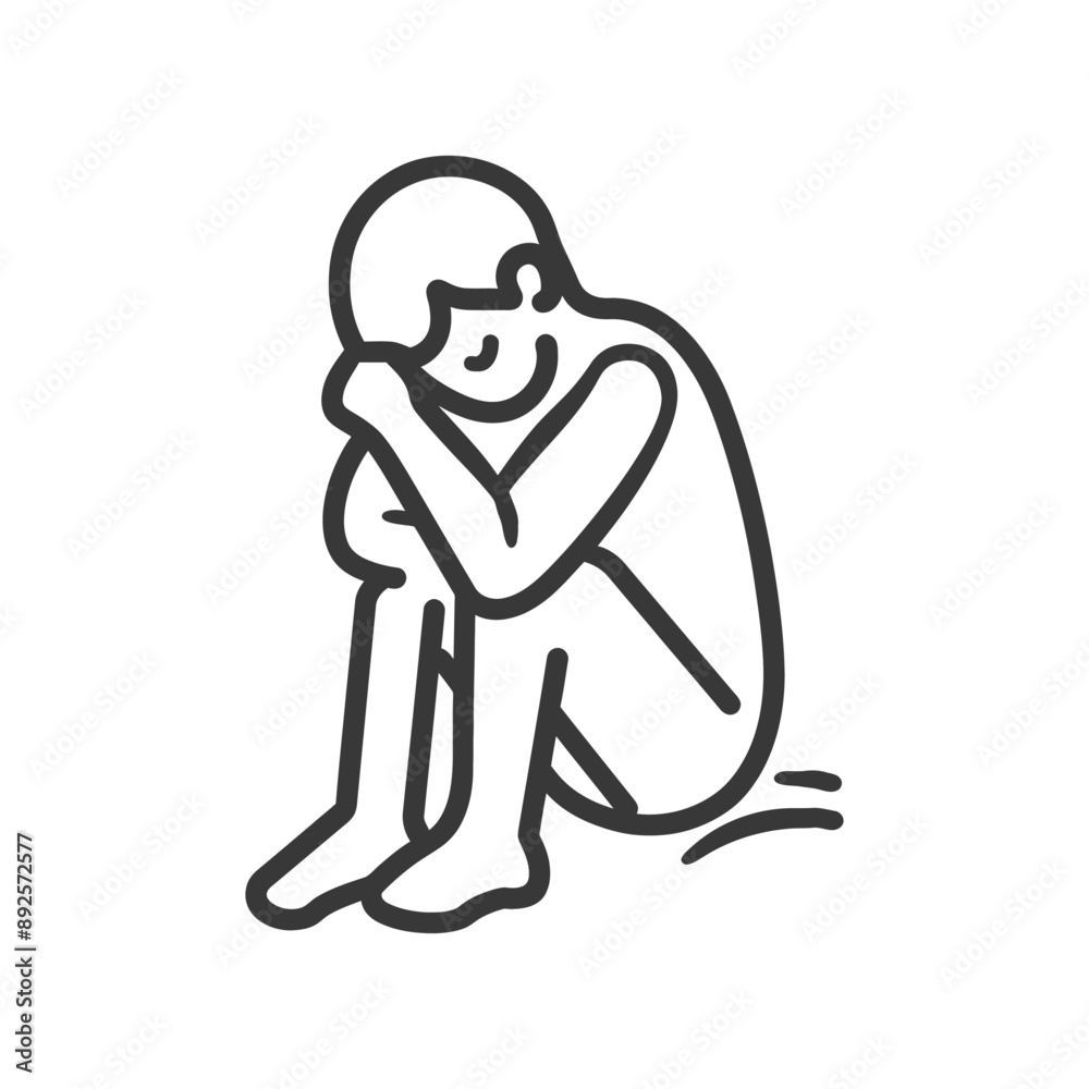 very sad man sitting alone minimalist line art icon logo symbol very sad man sitting alone minimalist line art icon logo symbol
