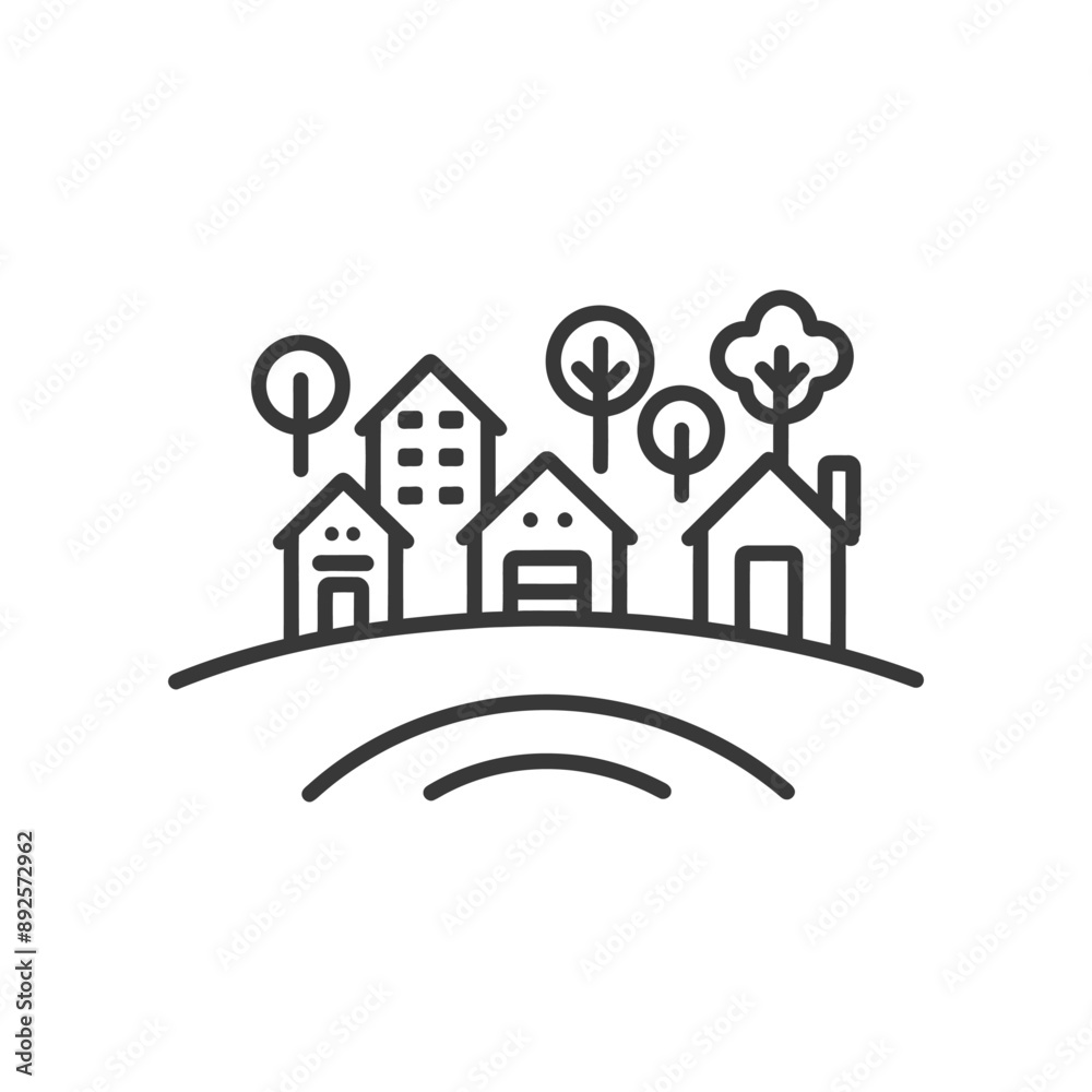 village minimalist line art icon logo symbol village minimalist line art icon logo symbol