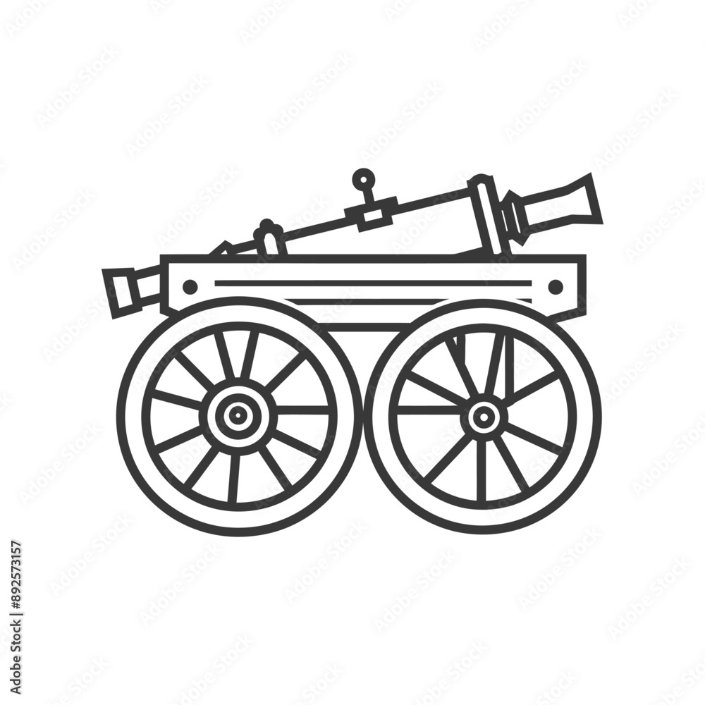 Fototapeta premium vintage old cannon minimalist line art icon logo symbol 