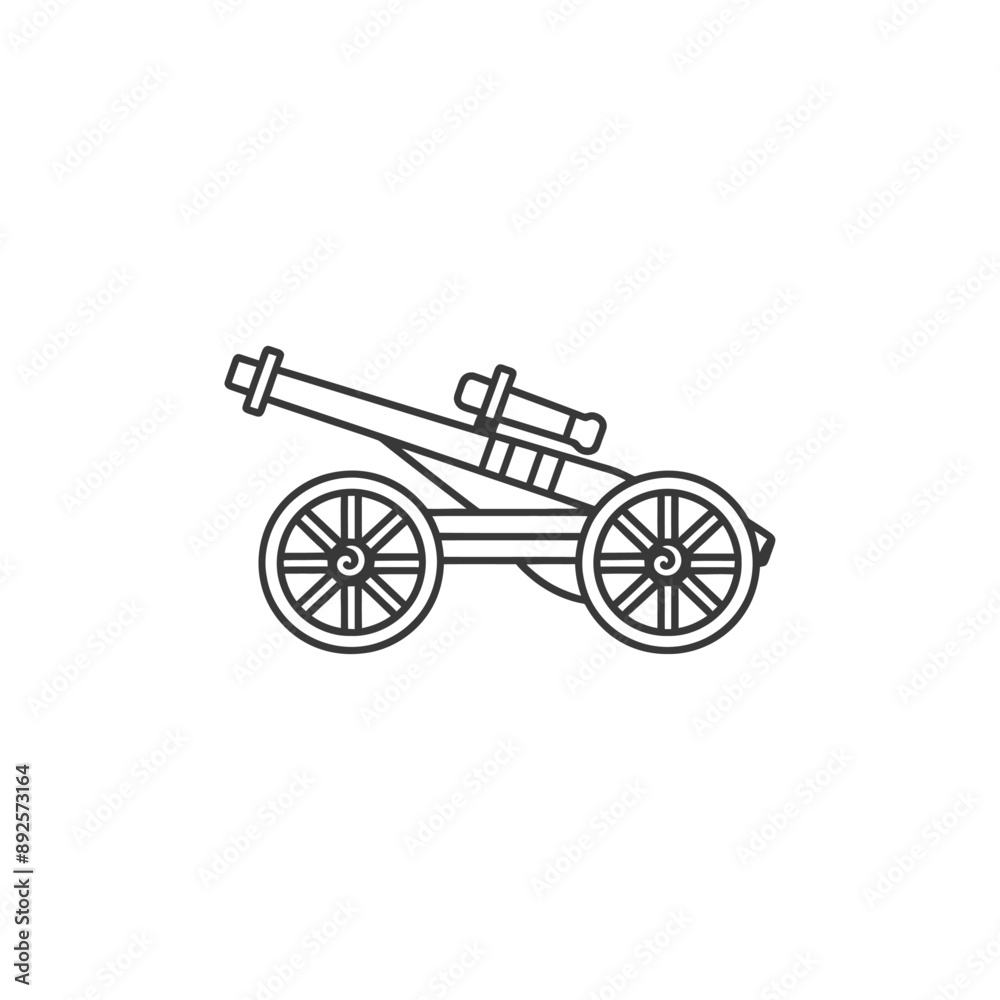 Fototapeta premium vintage old cannon minimalist line art icon logo symbol 