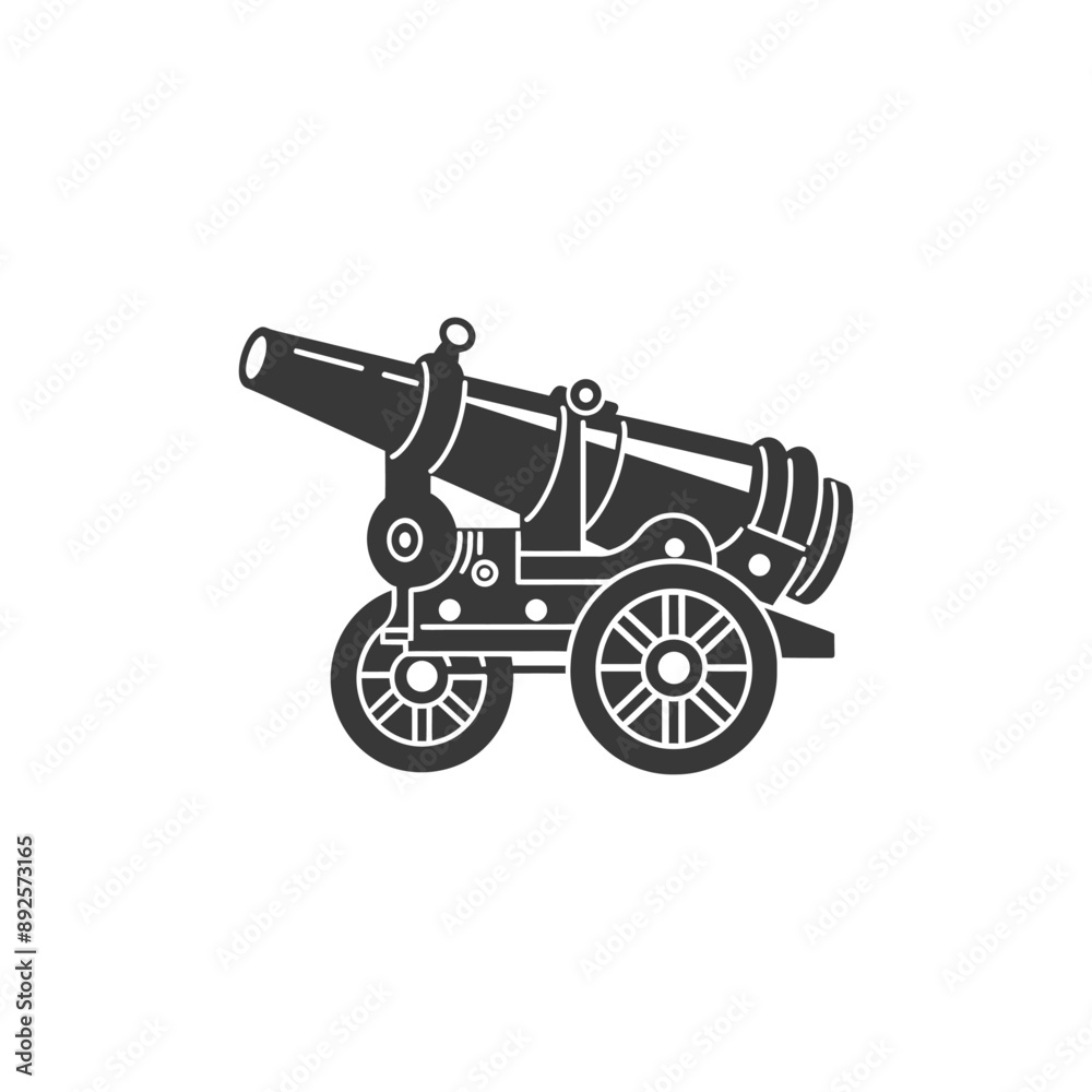 Fototapeta premium vintage old cannon minimalist line art icon logo symbol 