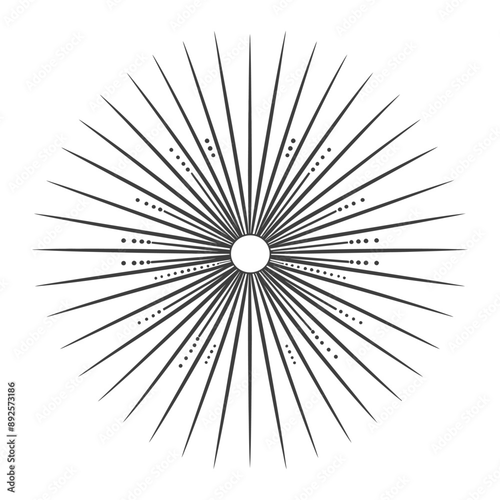 Obraz premium vintage sunburst minimalist line art icon logo symbol 