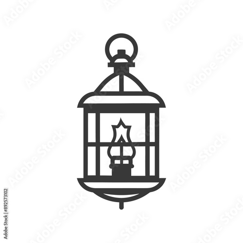 vintage lantern pendant lamp industrial style minimalist line art icon logo symbol 