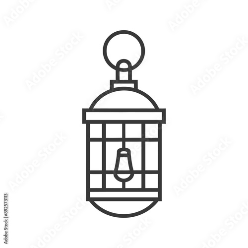 vintage lantern pendant lamp industrial style minimalist line art icon logo symbol 