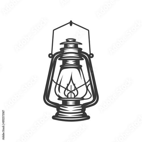 vintage lantern pendant lamp industrial style minimalist line art icon logo symbol 