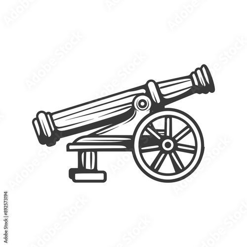 vintage old cannon minimalist line art icon logo symbol 