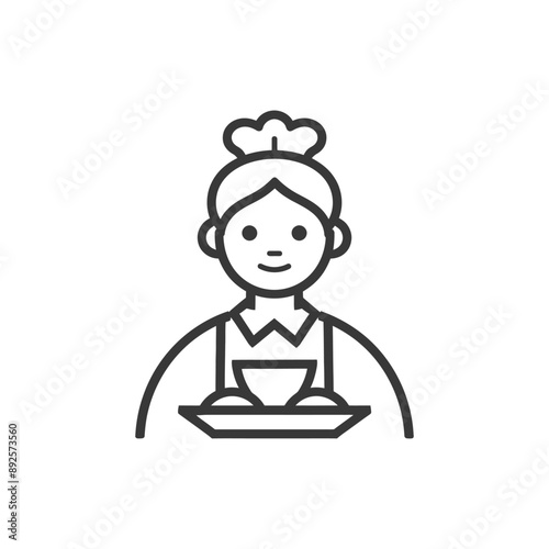 waitress minimalist line art icon logo symbol 