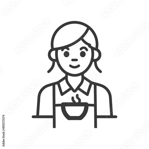 waitress minimalist line art icon logo symbol 