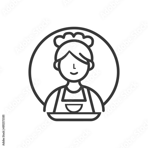 waitress minimalist line art icon logo symbol 