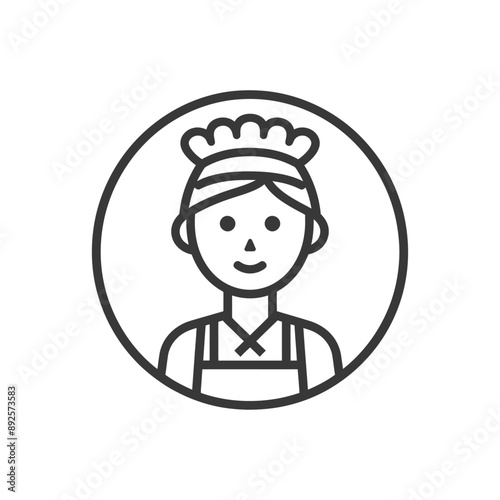 waitress minimalist line art icon logo symbol 