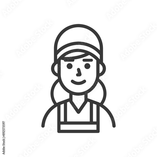 waitress minimalist line art icon logo symbol 