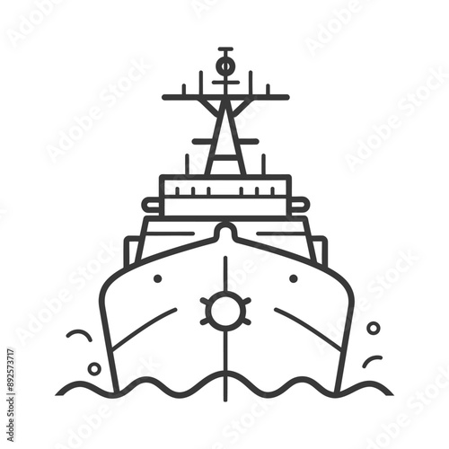 warship minimalist line art icon logo symbol 