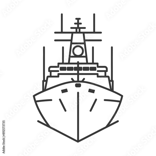 warship minimalist line art icon logo symbol 