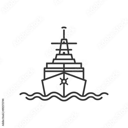 warship minimalist line art icon logo symbol 