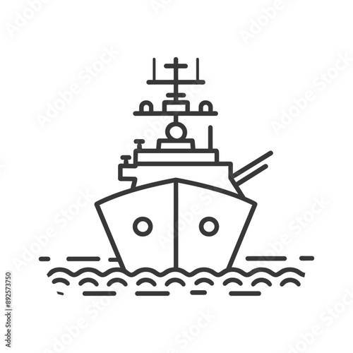 warship minimalist line art icon logo symbol 