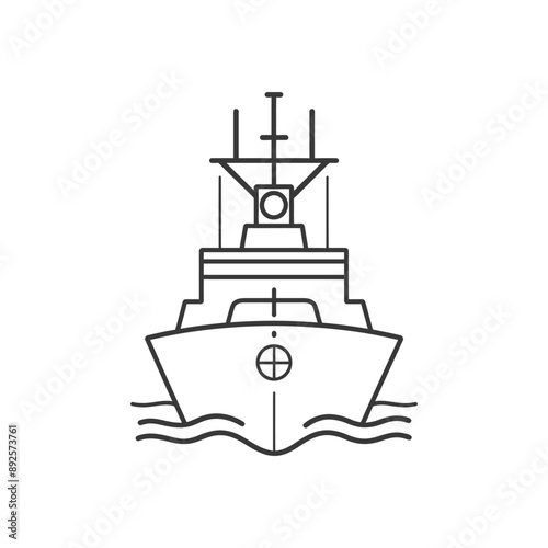 warship minimalist line art icon logo symbol 