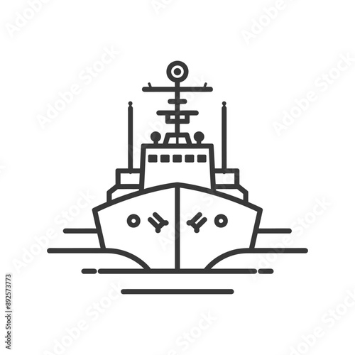 warship minimalist line art icon logo symbol 