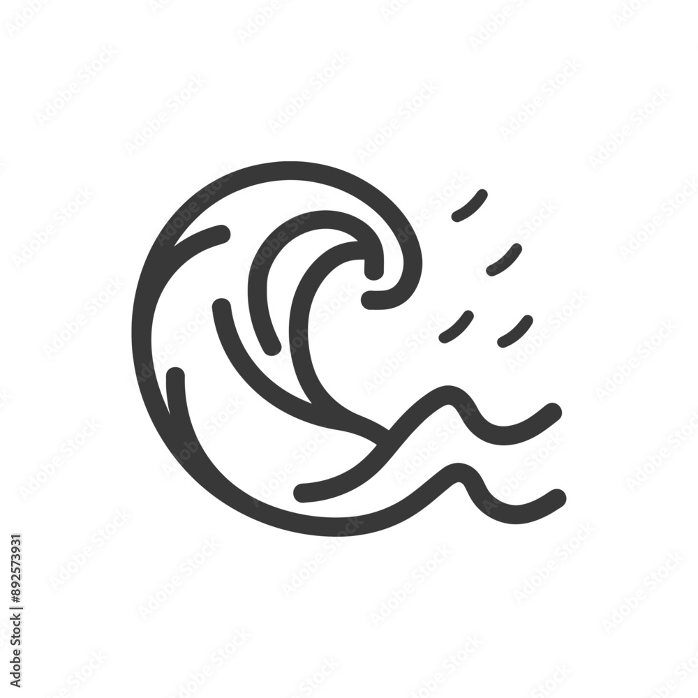 Fototapeta premium wave minimalist line art icon logo symbol 