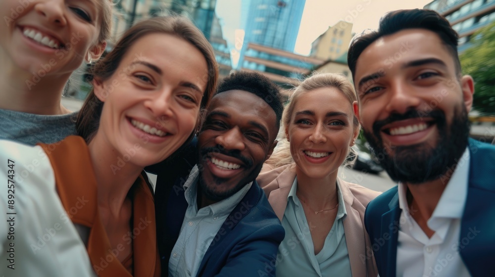 A group of friends or family members posing for a selfie together, a popular social media trend A group of friends or family members posing for a selfie together, a popular social media trend