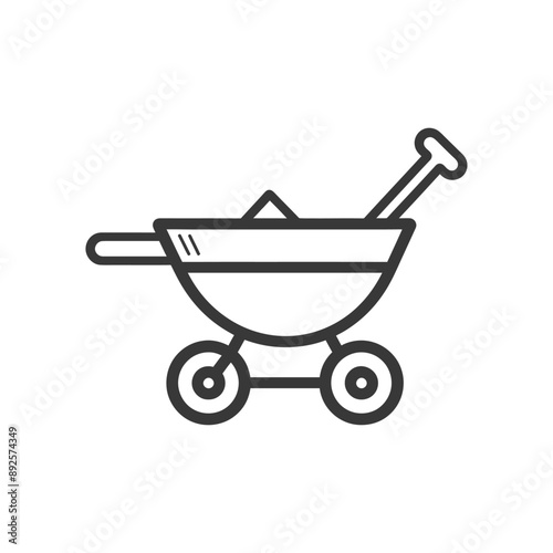 wheelbarrow minimalist line art icon logo symbol 