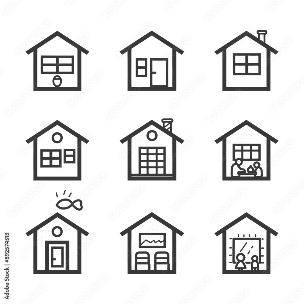 windows of home apartments minimalist line art icon logo symbol windows of home apartments minimalist line art icon logo symbol