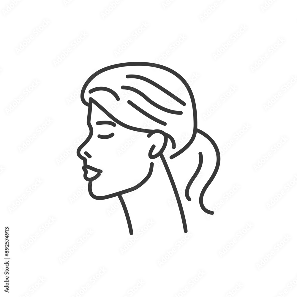 woman head minimalist line art icon logo symbol 