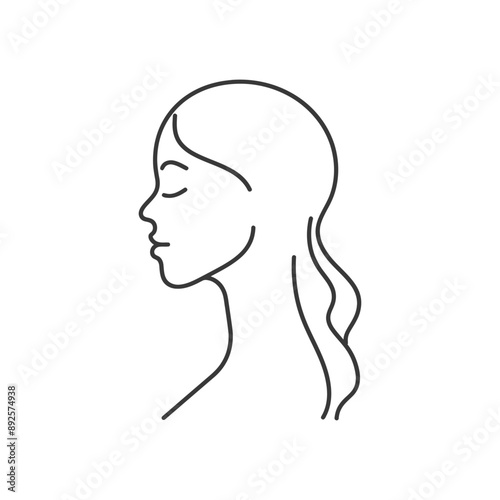 woman head minimalist line art icon logo symbol 