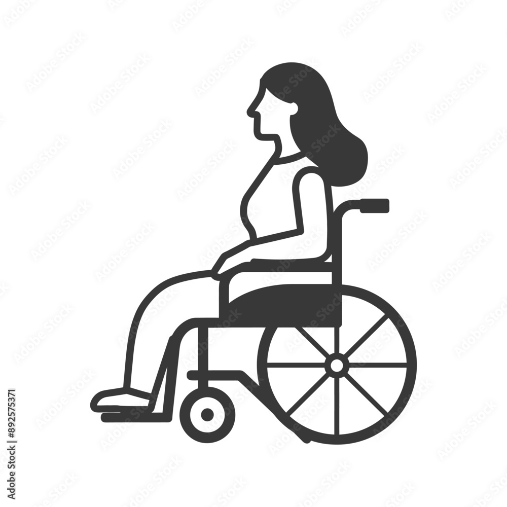 woman in a wheelchair minimalist line art icon logo symbol woman in a wheelchair minimalist line art icon logo symbol