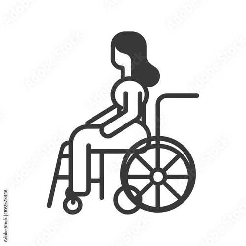 woman in a wheelchair minimalist line art icon logo symbol 