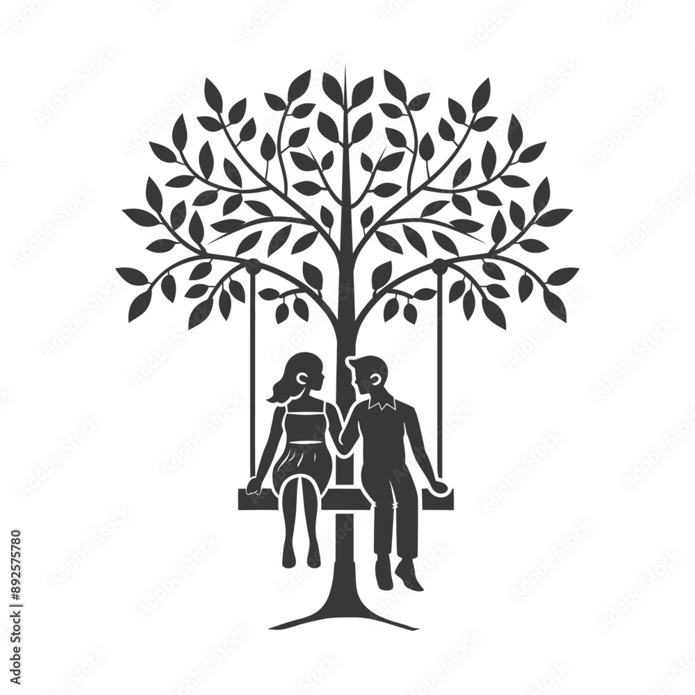young couple sitting on a swing minimalist line art icon logo symbol young couple sitting on a swing minimalist line art icon logo symbol