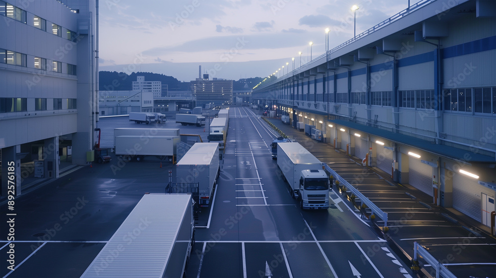 Fototapeta premium 活気あふれる日本の物流倉庫の積荷エリア
