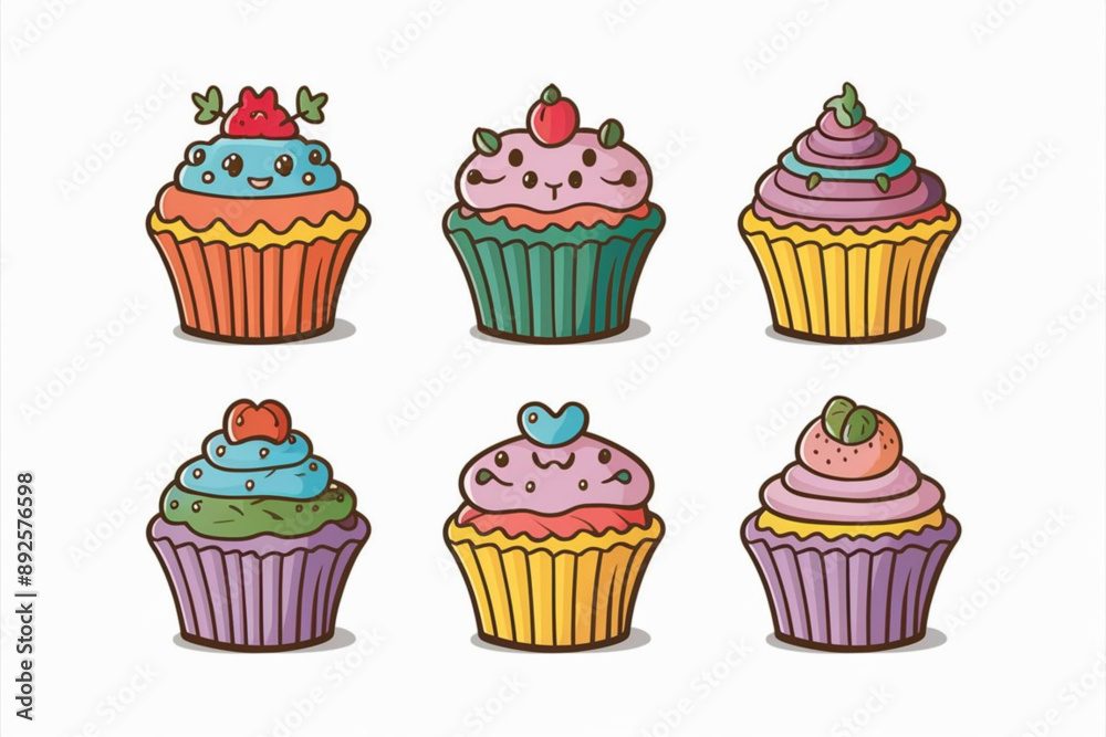set of cupcakes, set of cupcakes in different styles set of cupcakes, set of cupcakes in different styles
