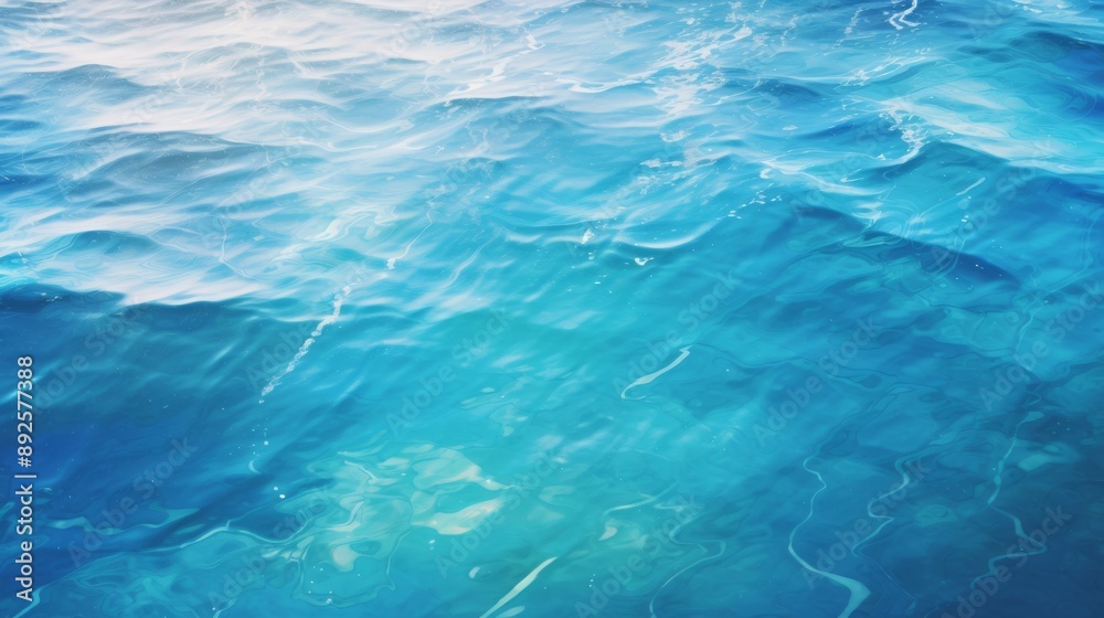 Turquoise sea with bright reflections and calm waves Turquoise sea with bright reflections and calm waves