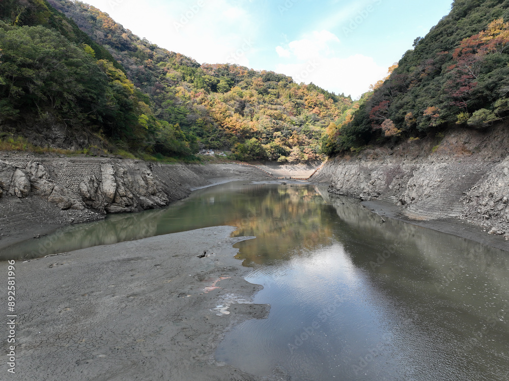 愛媛県西予市 鹿野川ダム ダム底の風景 愛媛県西予市 鹿野川ダム ダム底の風景