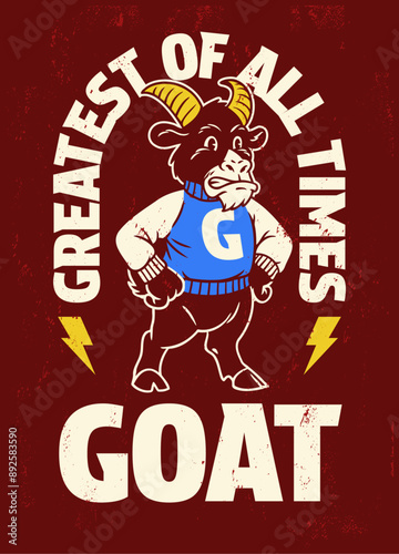 Goat Sport Mascot Vintage T-Shirt Design