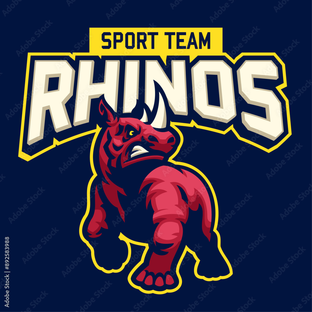 Rhino Sport Mascot Logo Illustration Rhino Sport Mascot Logo Illustration