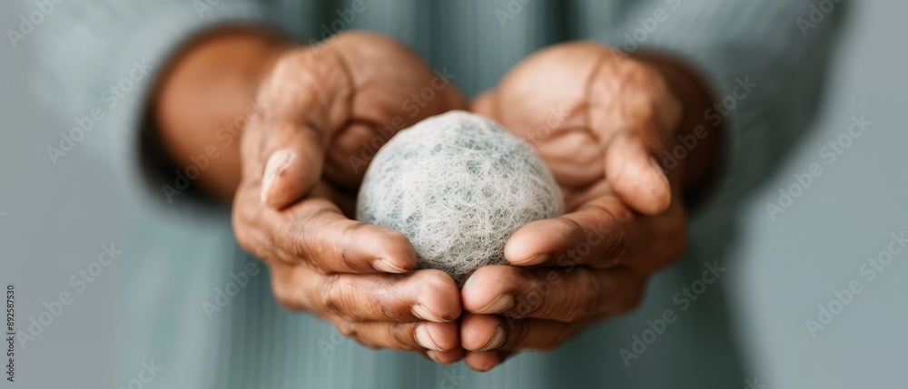A person tightly grips a ball in focus, background shows a hazy figure also holding a ball A person tightly grips a ball in focus, background shows a hazy figure also holding a ball