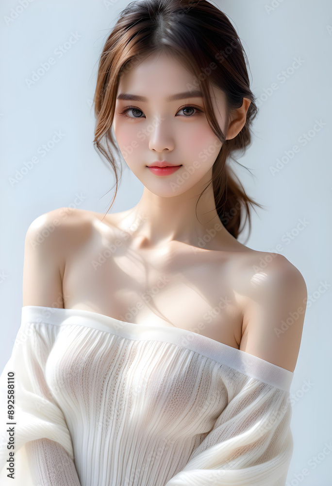 Beauty portrait of a beautiful young woman with glowing skin. Beautiful real face, beauty image. 輝く肌を持つ美しい若い女性の美容ポートレート。美しい素顔、美容イメージ。 Beauty portrait of a beautiful young woman with glowing skin. Beautiful real face, beauty image. 輝く肌を持つ美しい若い女性の美容ポートレート。美しい素顔、美容イメージ。
