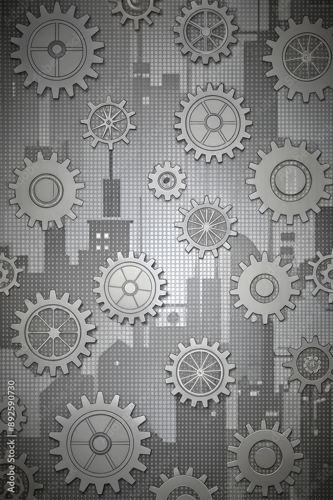 Detailed black and white gear pattern design. Detailed black and white gear pattern design.