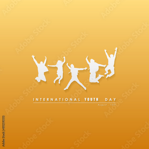 International youth day celebration, 12 August, suitable for greeting cards, banners etc