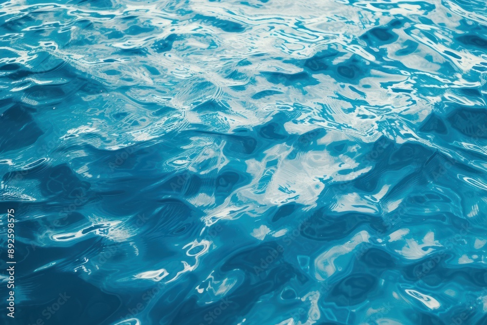 Tranquil and peaceful blue water texture with light reflections and serene surface. Creating a calming and serene natural background with a shimmering and reflective pattern. Ideal for swimming pools Tranquil and peaceful blue water texture with light reflections and serene surface. Creating a calming and serene natural background with a shimmering and reflective pattern. Ideal for swimming pools