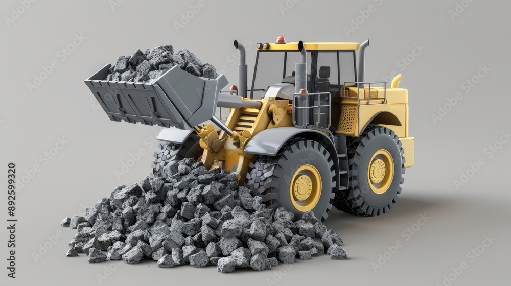 Yellow Wheel Loader with Rocks. Yellow Wheel Loader with Rocks.
