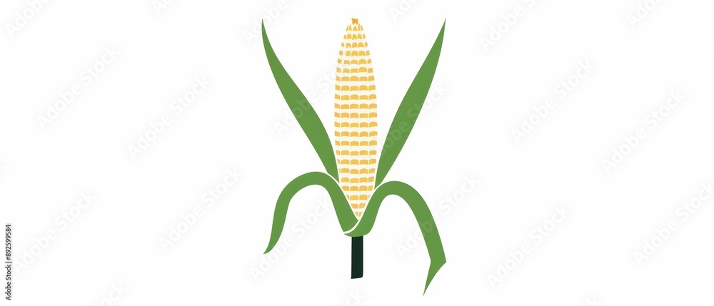 Obraz premium A simple illustration of a baby corn, with only one in the center of the image, is a symbol of art. Dynamic on a clean white background.