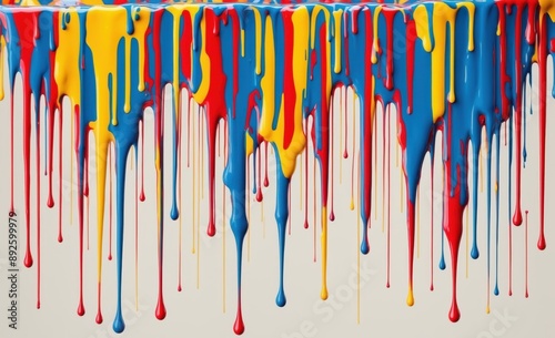 Dripping Paint in Primary Colors