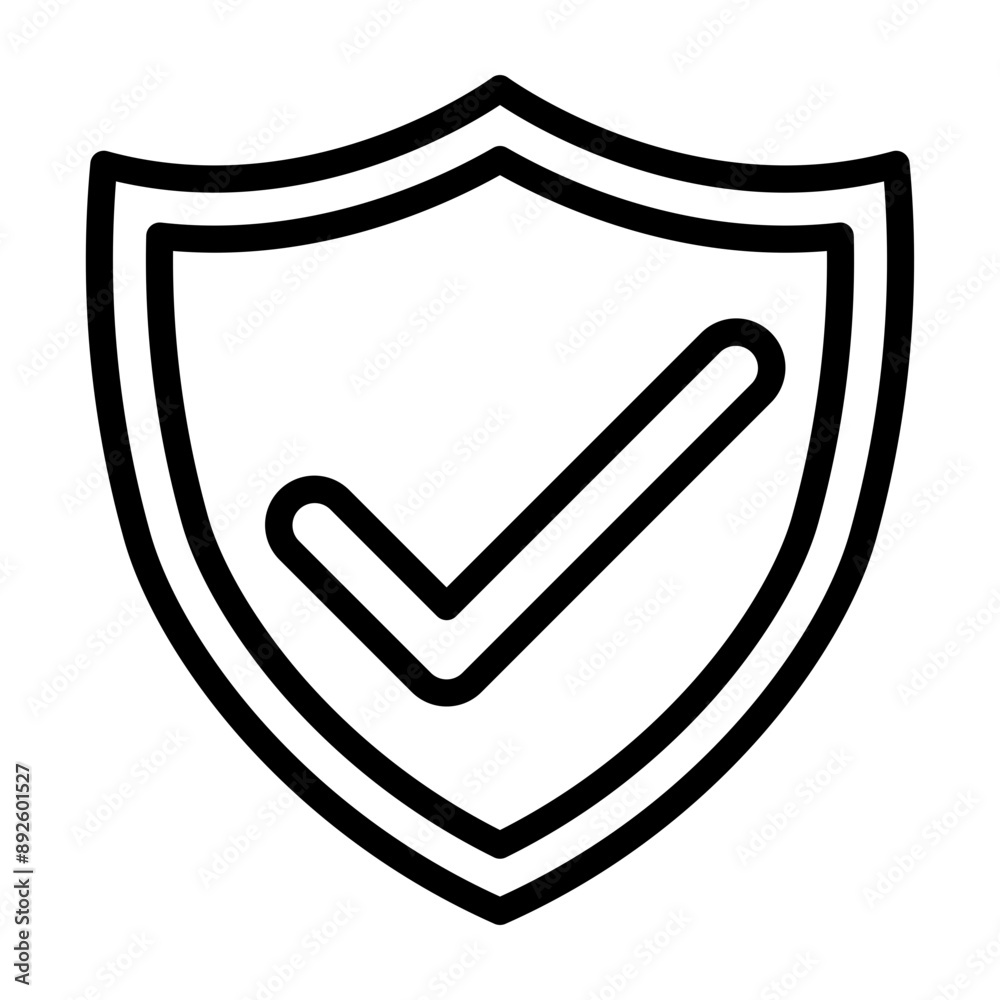 Shield with checkmark Vector Line Icon Design Shield with checkmark Vector Line Icon Design