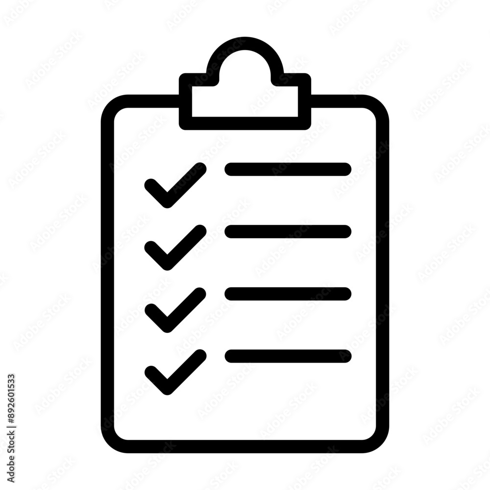 Clipboard with checkmark Vector Line Icon Design Clipboard with checkmark Vector Line Icon Design