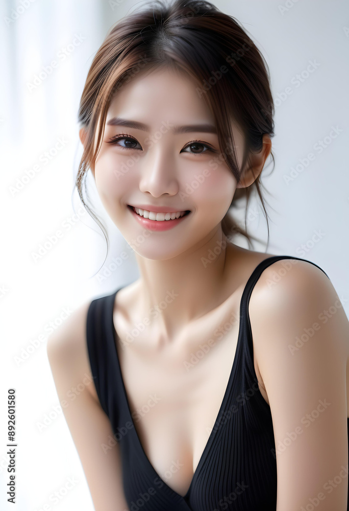 Beauty portrait of a beautiful young woman with glowing skin. Beautiful real face, beauty image. 輝く肌を持つ美しい若い女性の美容ポートレート。美しい素顔、美容イメージ。 Beauty portrait of a beautiful young woman with glowing skin. Beautiful real face, beauty image. 輝く肌を持つ美しい若い女性の美容ポートレート。美しい素顔、美容イメージ。