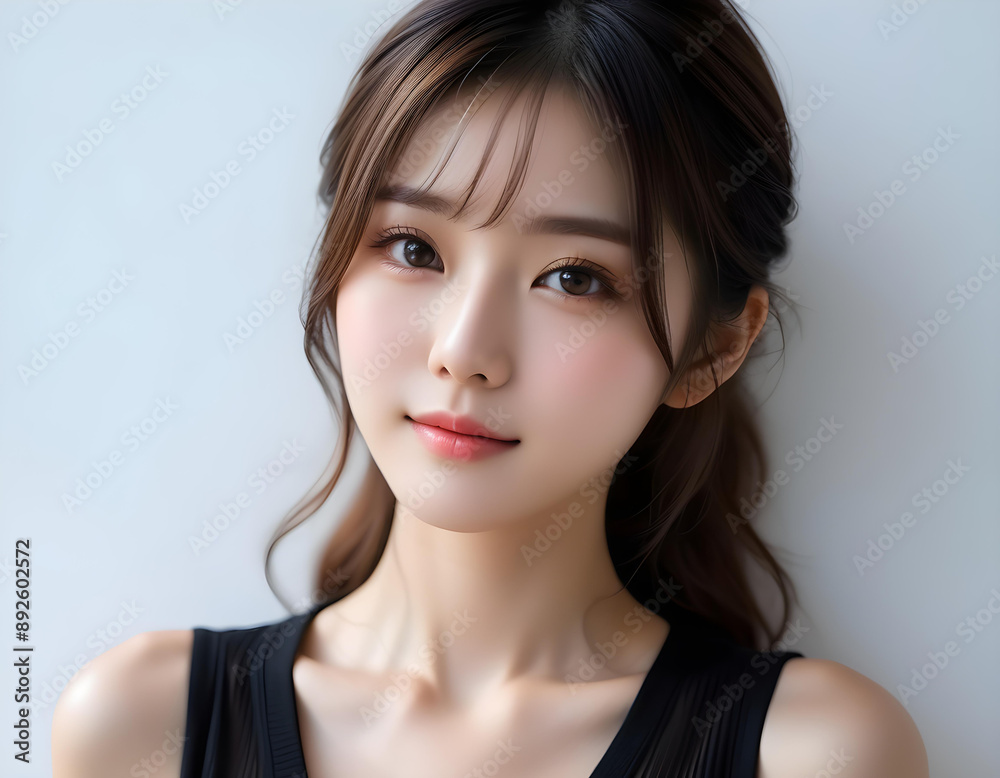 Beauty portrait of a beautiful young woman with glowing skin. Beautiful real face, beauty image. 輝く肌を持つ美しい若い女性の美容ポートレート。美しい素顔、美容イメージ。 Beauty portrait of a beautiful young woman with glowing skin. Beautiful real face, beauty image. 輝く肌を持つ美しい若い女性の美容ポートレート。美しい素顔、美容イメージ。