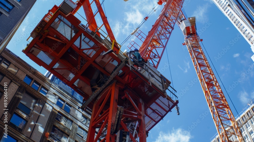 Construction Crane Overlooking City. Construction Crane Overlooking City.