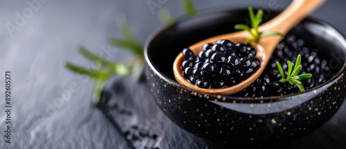  A wooden spoon holding blackberries sits atop a wooden table Nearby, a black bowl brims with the same fruit